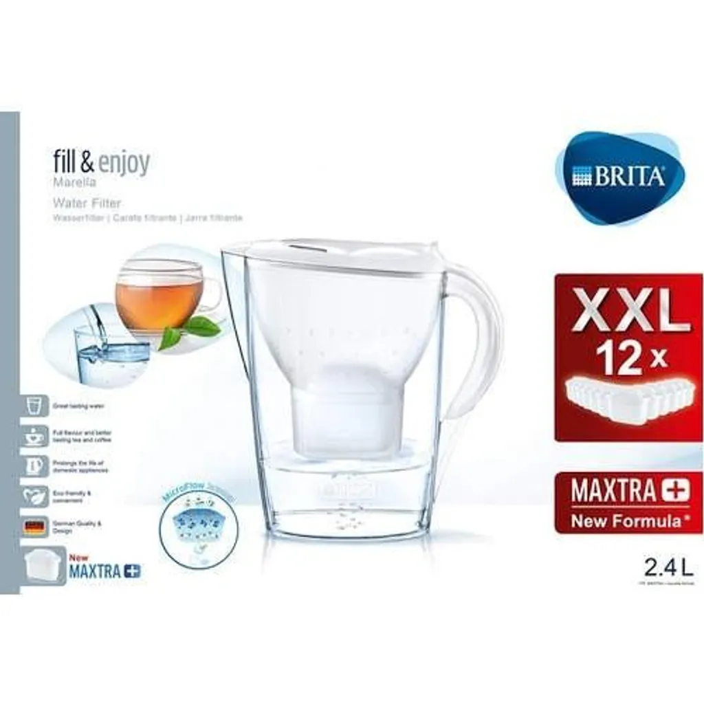 BRITA Wasserfilter Marella Weiss 2,4L & 12 Maxtra+ Kartuschen Filter (1er Pack) – Bild 10