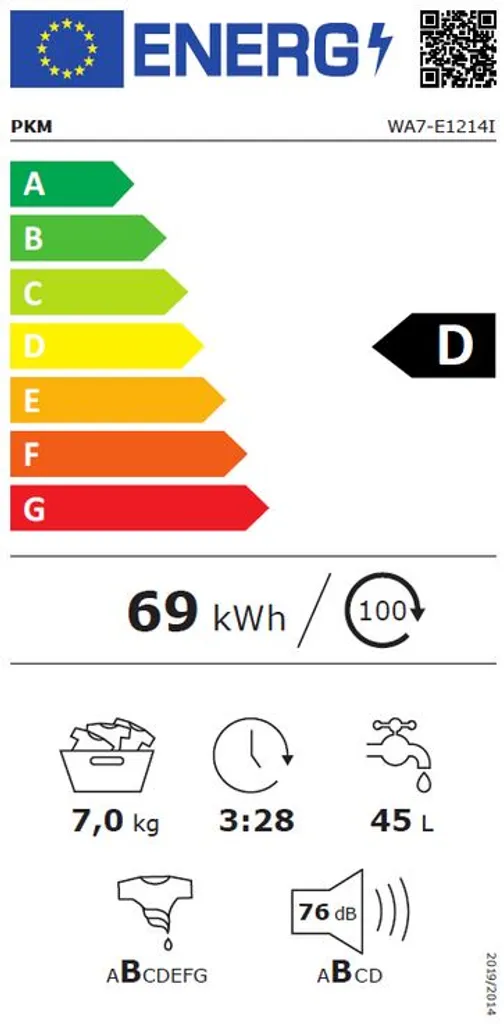 PKM Waschmaschine Waschautomat Frontlader Vollwaschautomat 7kg WA7-E1214I – Bild 3