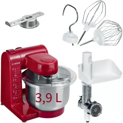 BOSCH Küchenmaschine MUM44R2A 500w Rot 3.9L Edelstahlschüssel Inkl. Zubehör