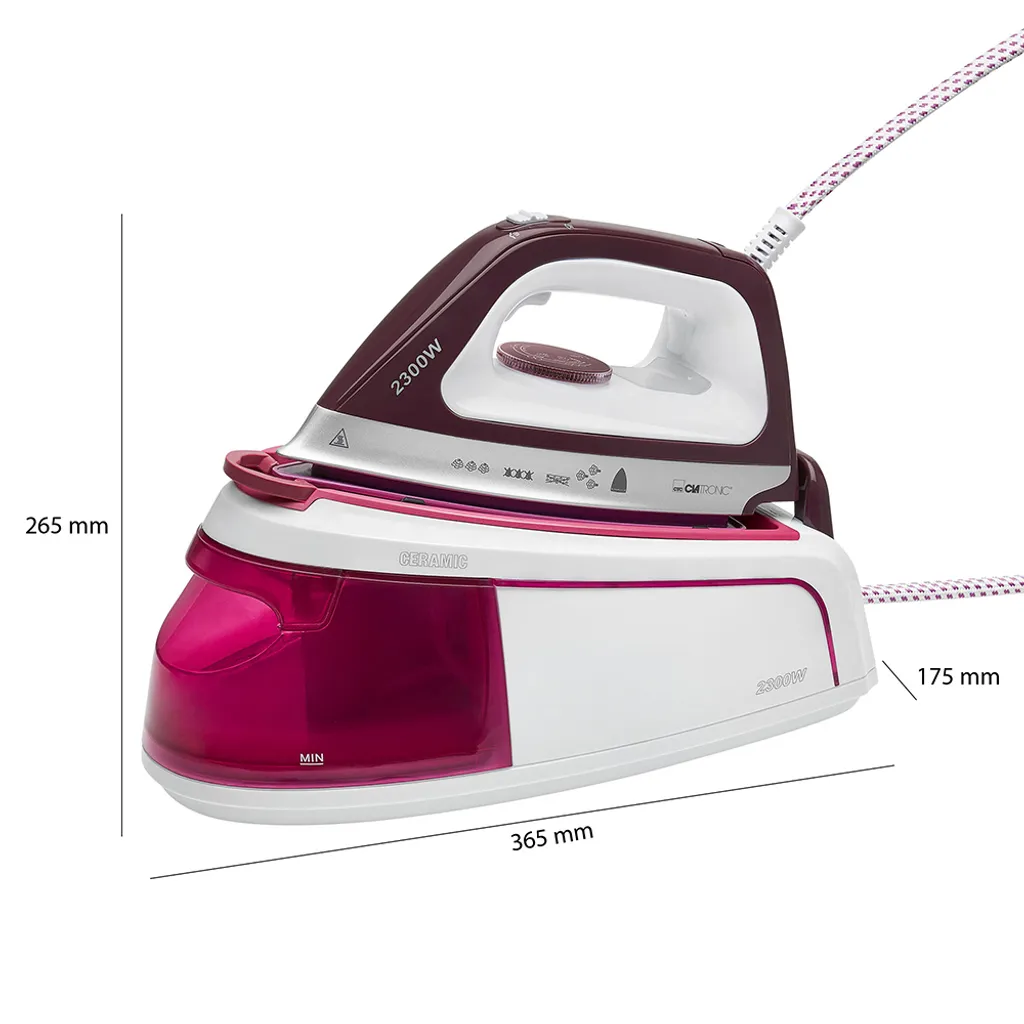 CLATRONIC Dampfbügelstation Bügeleisen Dampfstation Keramiksohle 2300 W, DBS 3749 – Bild 9