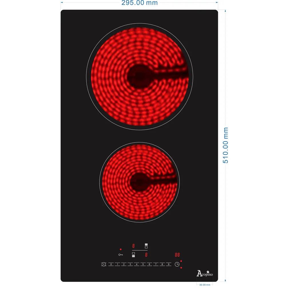 Acopino Glaskeramik Kochfeld Autark Einbaukochfeld KM2 Mit Sensor Touch Control, Zwei Kochzonen – Bild 2