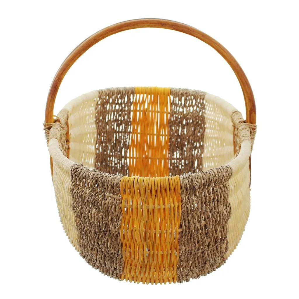 Frank-Flechtwaren Einkaufskorb 'Orange/Natur' Füllkorb Flechtkorb Natur Bügel Einkauf Flaschen – Bild 4