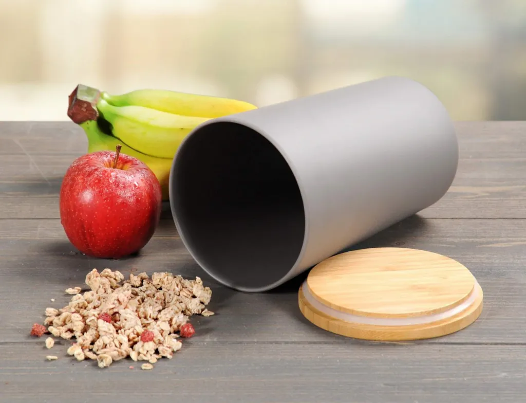 KESPER Vorratsdose, Kunststoff Mit Bambusdeckel, Grau, Ø 11,5 Cm, Höhe: 18,7 Cm, 32601 – Bild 6