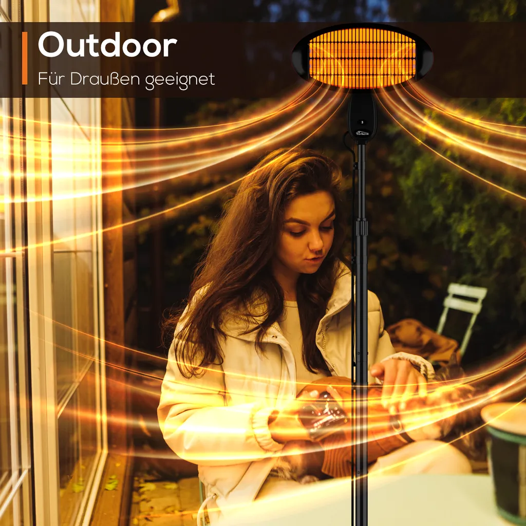 TroniTechnik Quartz-Heizstrahler Mit 3 Stufen, Verstellbarer Teleskopstange Und Kopf – Bild 12