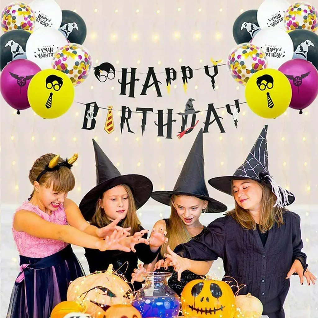 Pharmavita Ltd 49 Stück / Set Kindergeburtstagsdekorationen, Ein Komplettes Set Harry-Potter-Dekorationen, Krawatten, Gläser, Flaggen, Karten, Luftballons – Bild 4
