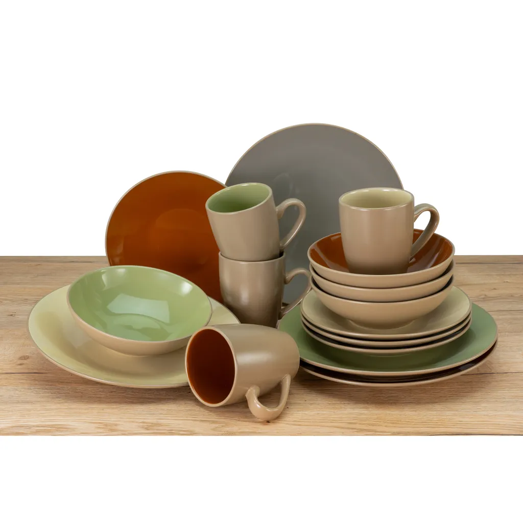 Creatable Porzellanhaus CreaTable 22563 Kombiservice Urban Jungle Für 4 Personen, Steinzeug, Mehrfarbig (1 Set, 16-teilig) – Bild 2