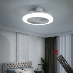 Eurotondisplay Deckenventilator Mit LED Beleuchtung D3301 Deckenlampe Ø 50cm 96W Mit Fernbedienung Lichtfarbe/Helligkeit Einstellbar Dimmbar LED Deckenleuchte Fan Light Ceiling