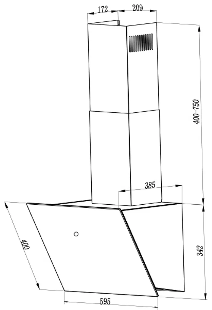 Respekta Dunstabzugshaube Kopffrei Schräghaube Glas 60 Cm Schwarz Touch EEKL A++ – Bild 8