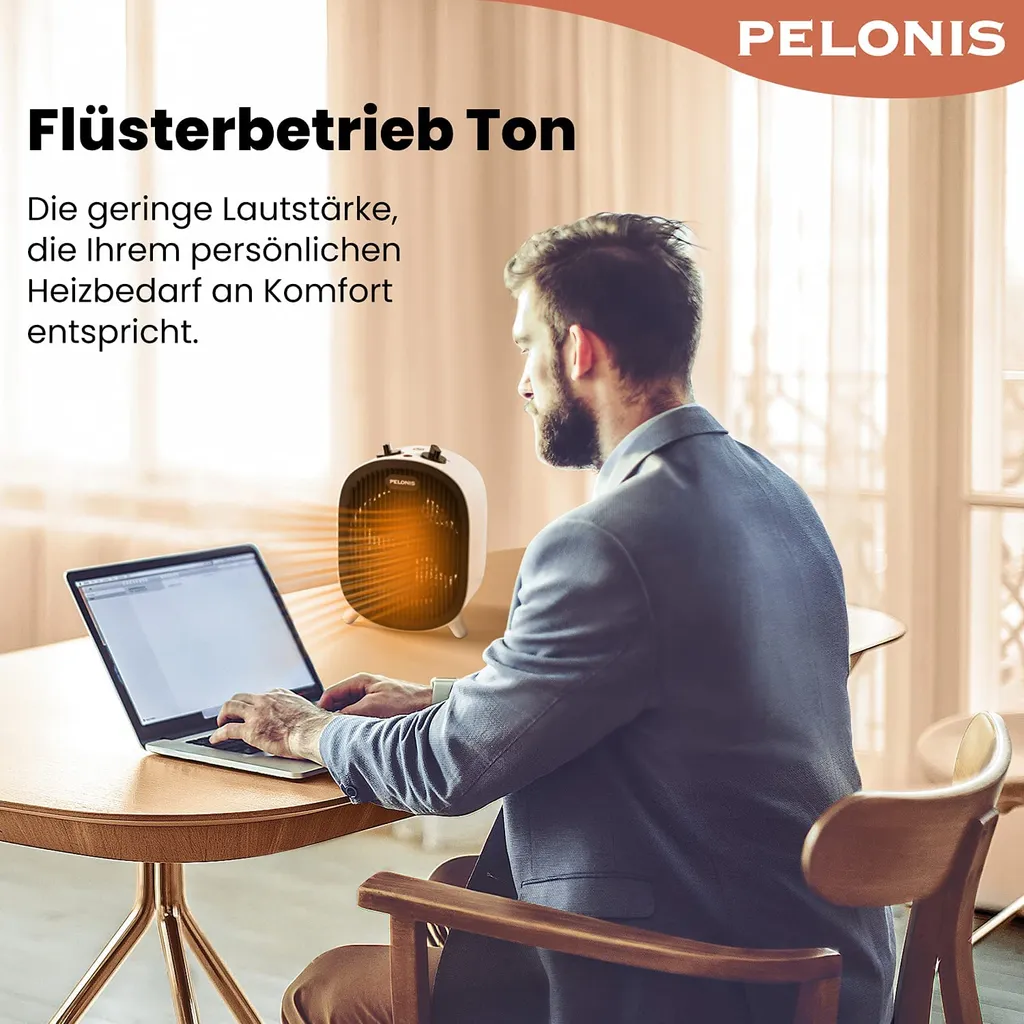 Pelonis ❤️ Heizlüfter, Energiesparend Klein 2000W Elektrische Heizung 2 Heizstufen & Gebläse-Modus, Kippschutz & Überhitzungsschutz Für Büro Wohnzimmer Schlafzimmer - Weiß – Bild 6