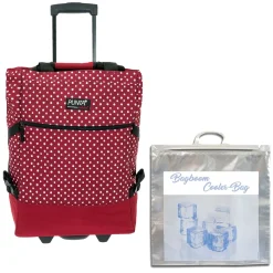 FABRIZIO Einkaufstrolley Trolley Punta Wheel Einkaufsroller Einkaufswagen Shoppingtrolley Shopper EInkaufskorb Mit Rollen Und Gurten Trolly 10008-0220 Red Dots Punkte Rot + Bagboom Thermo TK Tasche