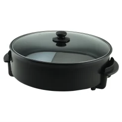 Akkaya Kaya Mutfak Pizzapfanne Bratpfanne Multifunktionale Pfanne Abmessung 42 X 9 Cm Regelbarer Thermostat Antihaftbeschichtung 1500 Watt, Farbe:SCHWARZ