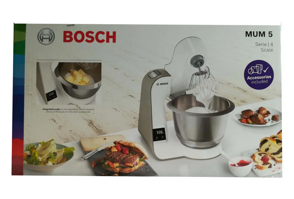 Bosch MUM5XW20 MUM 5 (champagne/weiß) Küchenmaschine, Rührschüssel, Knethaken, Flachrührer, Waage, Mixer-Aufsatz, Schneebesen – Bild 7