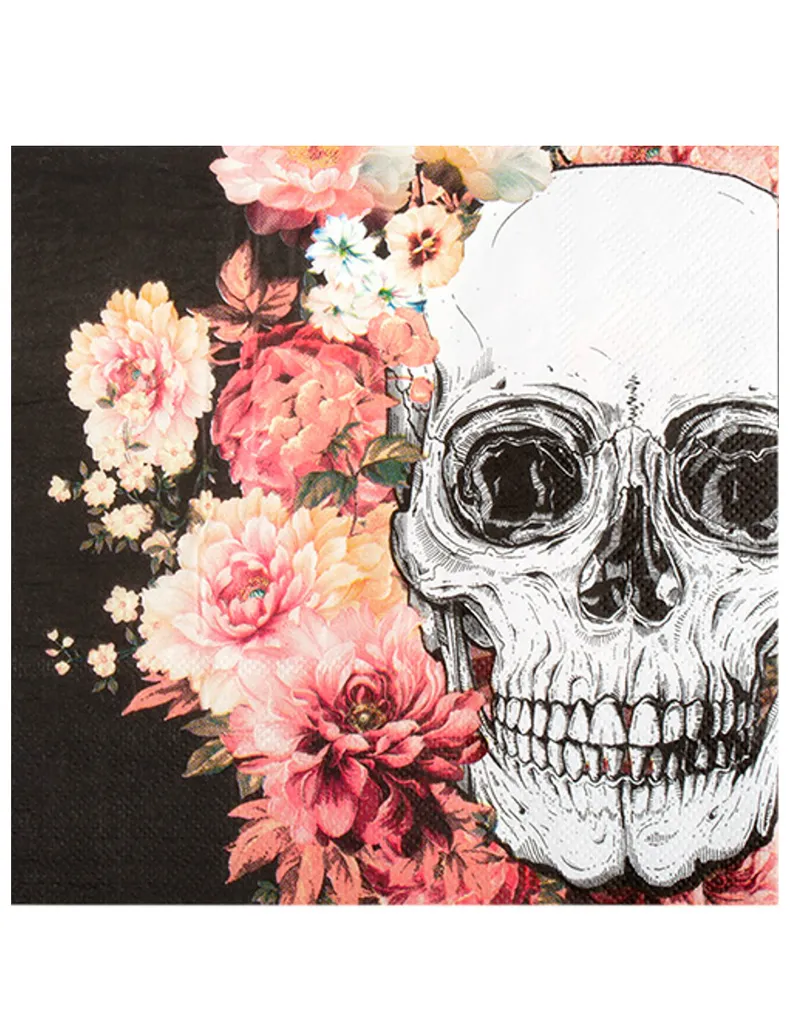 Boland Totenkopf-Servietten Día De Los Muertos Tischedeko 20 Stück Bunt 33x33cm