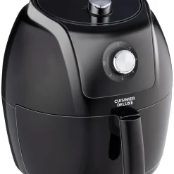 Cuisinier Deluxe Heißluftfritteuse Analog - 5 Liter - 230V - Airfryer - Heißluftofen - Temperatureinstellung Von 80°C Bis 200°C - 7/8 Personen - Schwarz