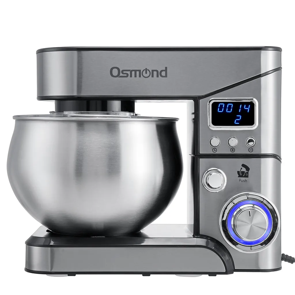 OSMOND 6Gang 5L Küchenmaschine Knetmaschine 1300W LCD StandMixer Edelstahl Rührschüssel Edelstahlschüssel Teigmaschin - Silber – Bild 2