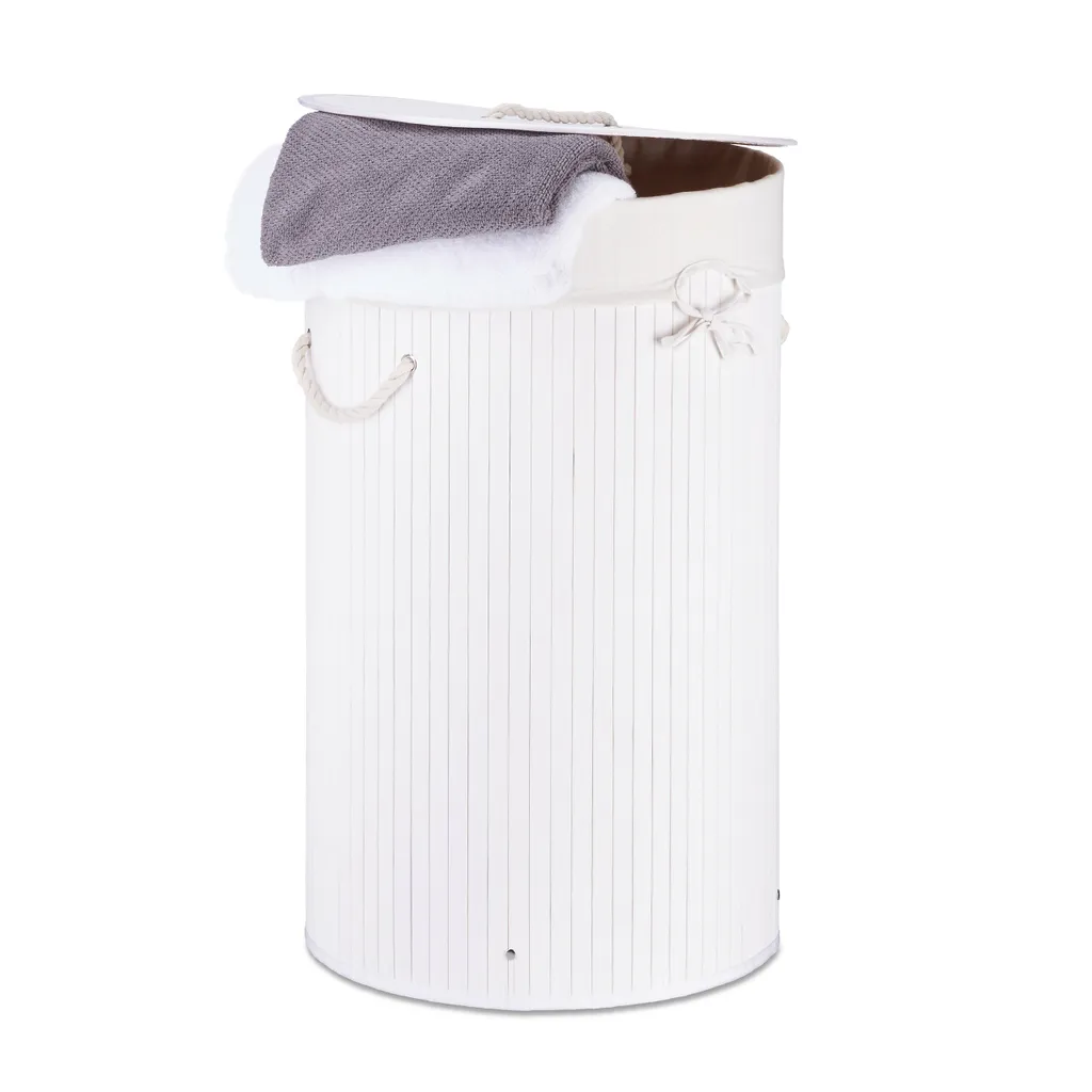 Relaxdays Wäschekorb Bambus Rund