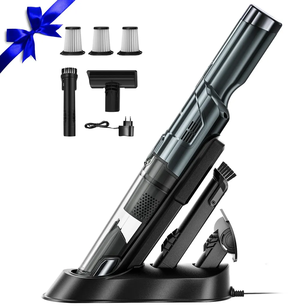 DAYNEE® Handstaubsauger Akku, Kabellos, Beutellos, Akkusauger,Auto Staubsauger,Handsauger, 16000Pa Akku Staubsauger Mit Ladestation, Bis Zu 25 Minuten Laufzeit, Inkl. 3 Waschbarer HEPA-Filter Für Auto, Tierhaare, Zuhause, Küche