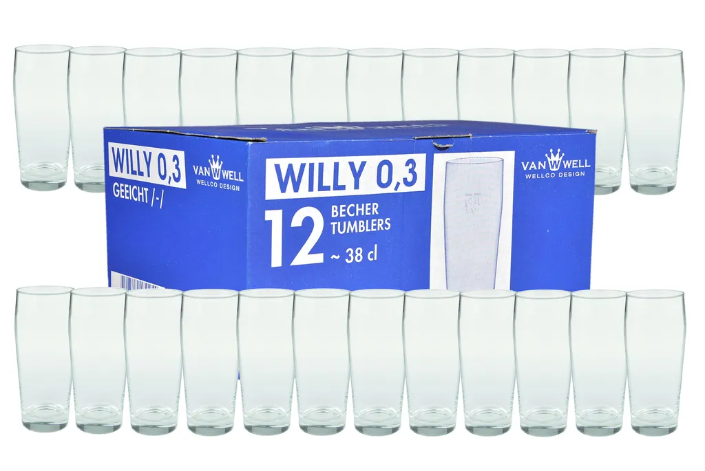 Van-Well 24er Set Bierglas Willibecher 0,3L Geeicht Biergläser Tumbler Perfekt Geeignet Für Gastronomie