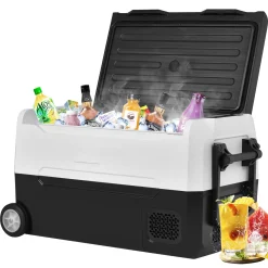 Merax Elektrisch Kühlbox Mit Kompressor 31.5L Schwarz, Mini Kühlschrank Tragbar Kühlleistung Bis -20° C, Gefrierbox 12/24 V Und 230 V Für Büro, Auto, Camping, Garten