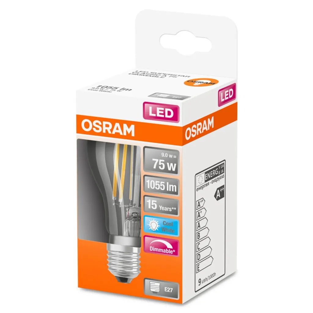 Osram LED Filament Leuchtmittel A60 Birne 9W = 75W E27 Klar 1055lm 840 Neutralweiß 4000K DIMMBAR – Bild 3