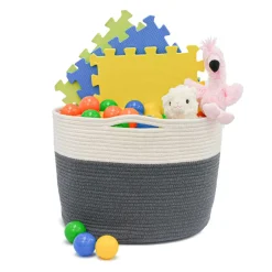 Dunedesign Ø39x30 Baumwoll Seilkorb 35L Aufbewahrungskorb Boho Wäschekorb Kinderzimmer Korb