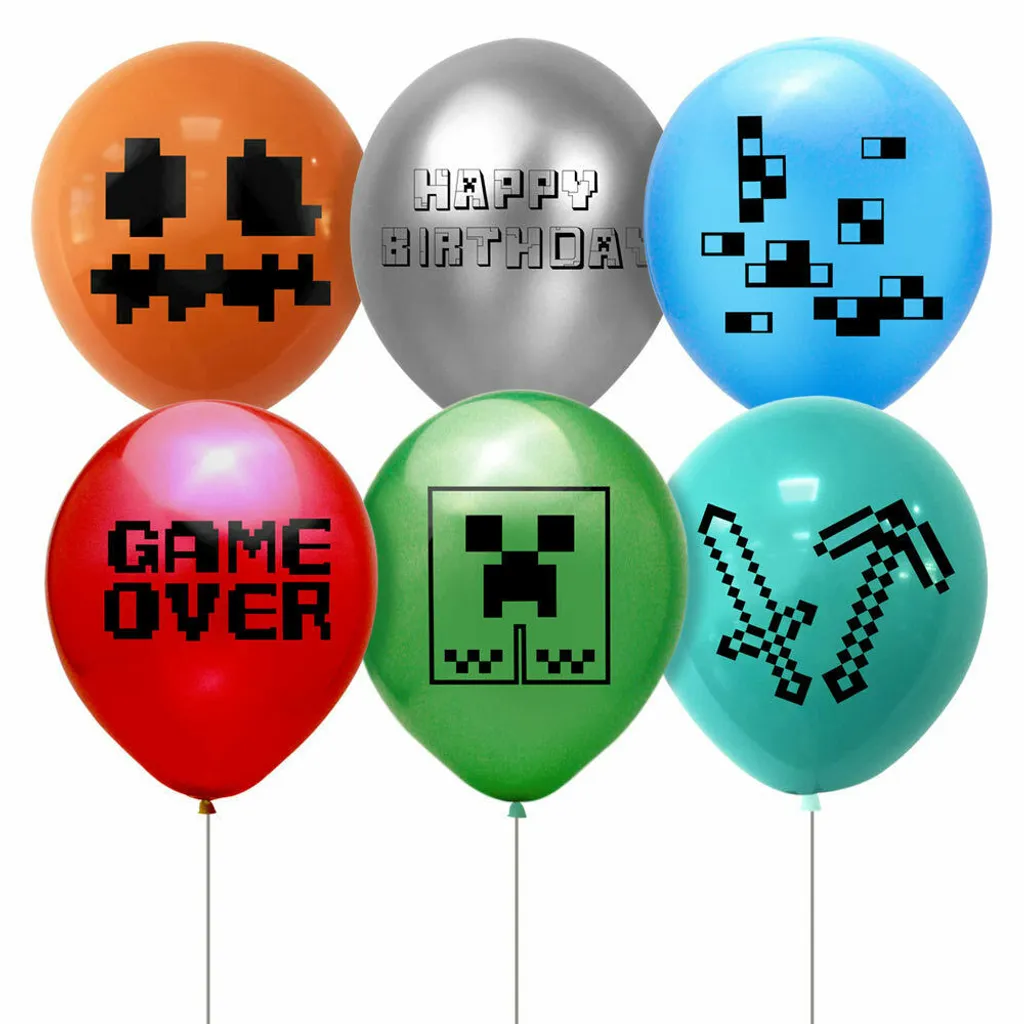 Hoomtree Minecraft Mein Weltballon Unique Happy Birthday Alles Gute Zum Geburtstag-Banner-Ballon Party Deko Set – Bild 3