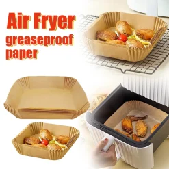 YisibaihTao 50 Stück Luftfritteuse Einweg Papiermatte Backölbeständiges Und ölabsorbierendes Papier Für Grillofen, 16.5*16.5*4.5cm