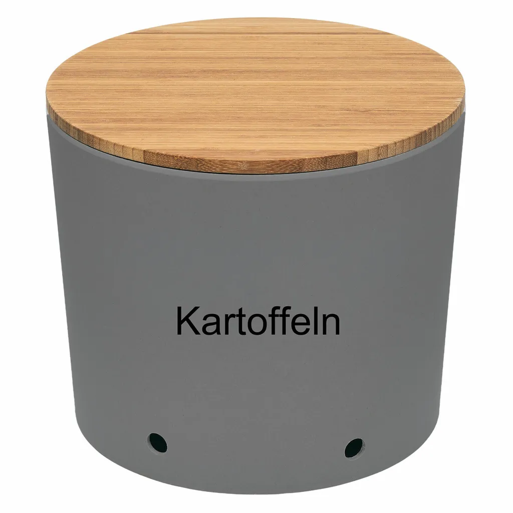 LS-LebenStil Natur Design Holz Kartoffeltopf 23x20cm Mad E In Germany Grau Silber – Bild 2