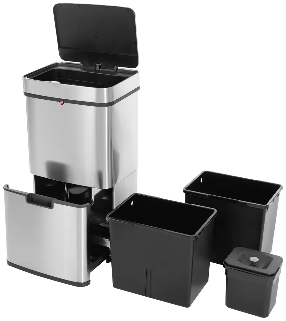 Tret-Abfalltrenner, Hailo Öko Vario XL, 25 Liter, Edelstahl Anti-Fingerprint – Bild 3