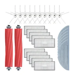 PHANPHAN Haltbarer Staubsauger-Ersatz Für Roborock S7-Reiniger-Ersatzteile (2 Walzenbürsten + 10 Seitenbürsten + 10 Filter + 6 Lappen)