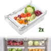 Redcoringe 2 STK Lebensmittel Frisch Aufbewahren Kühlschrank Aufbewahrungsbox Lebensmittelbehälter Mehrzweck-Platzsparer Transparent Kühlschrank Organizer Schublade
