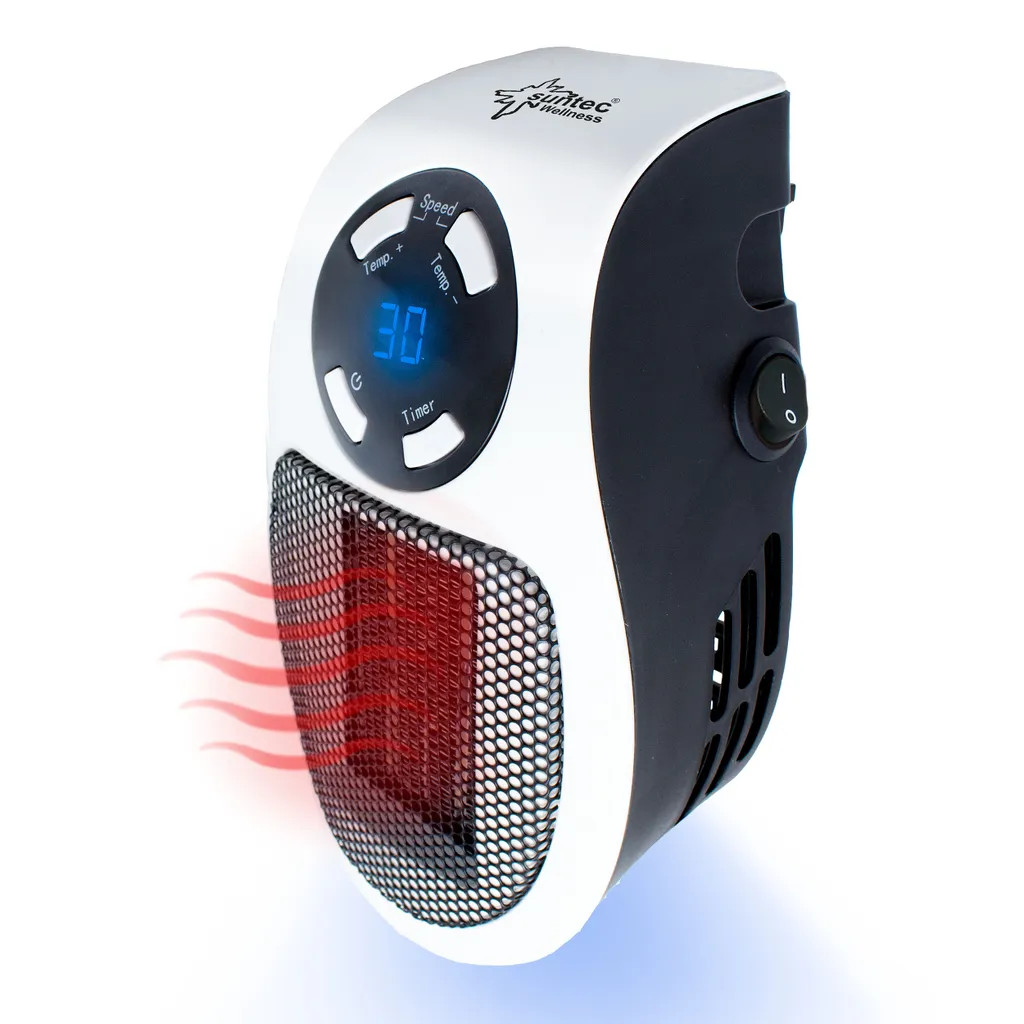 SUNTEC PTC Heizlüfter Steckdosen-Heizung Plug-in - Mit Thermostat, Timer, 500 Watt | 2 Ventilationsstufen, Elektrische Heizlüftung | Räume Bis 13 M² | Perfekt Für Schlafzimmer, Büro, Wohnung – Bild 5