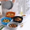 Qiangzhipow 7.5'' Zusammenklappbarer Heißluftfritteusen-Silikontopf Grau Silikon Backkorb Kompaktfriteusen