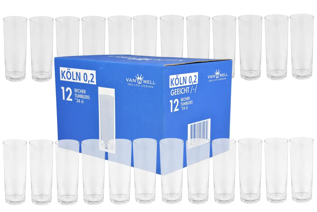 Van-Well 24er Set Kölschgläser 0,2 Liter Mit Eichstrich