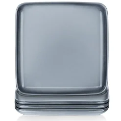 LOVECASA Tafelservice, 4-tlg Set Quadratische Speiseteller Aus Steingut, Flachteller, Frühstücksteller Für 4 Personen, Grau