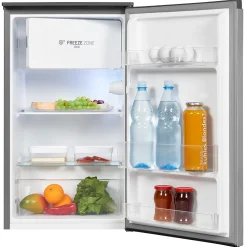 Exquisit KS117-3-010F Kühlschrank 82L Silber LED-Beleuchtung Gemüsefach