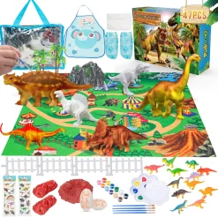 KIMBOSMART Dinosaurier Malset Bastelset Kunst Bastel-Sets 29 Stück DIY 3D Spielzeug Kinder Für Geburtstag Geschenk