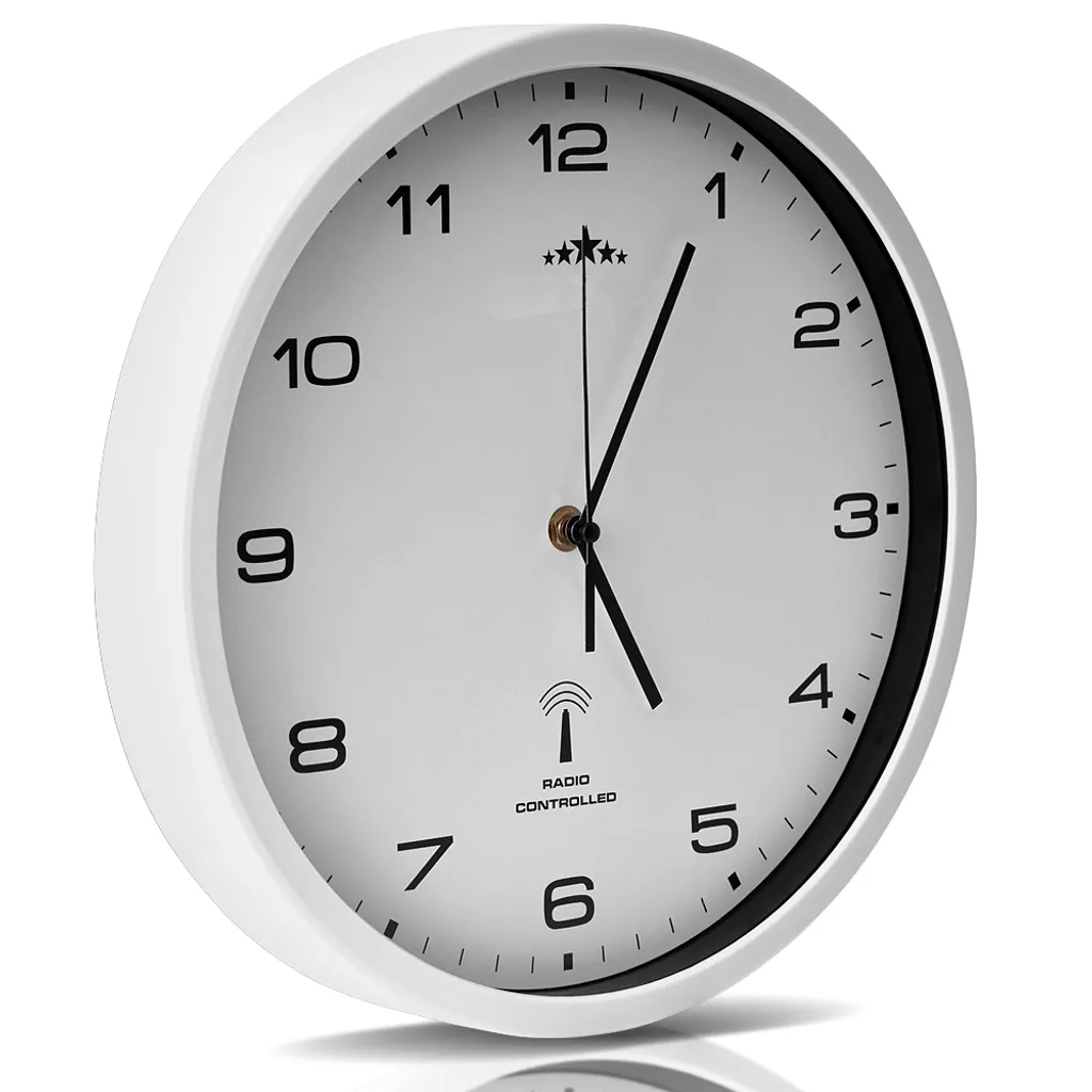 Deuba Monzana Wanduhr Funk Automatische Zeitumstellung Geräuscharm Quarzuhrwerk Analog 31 Cm Indoor Funkuhr Uhr Modern Weiß – Bild 3