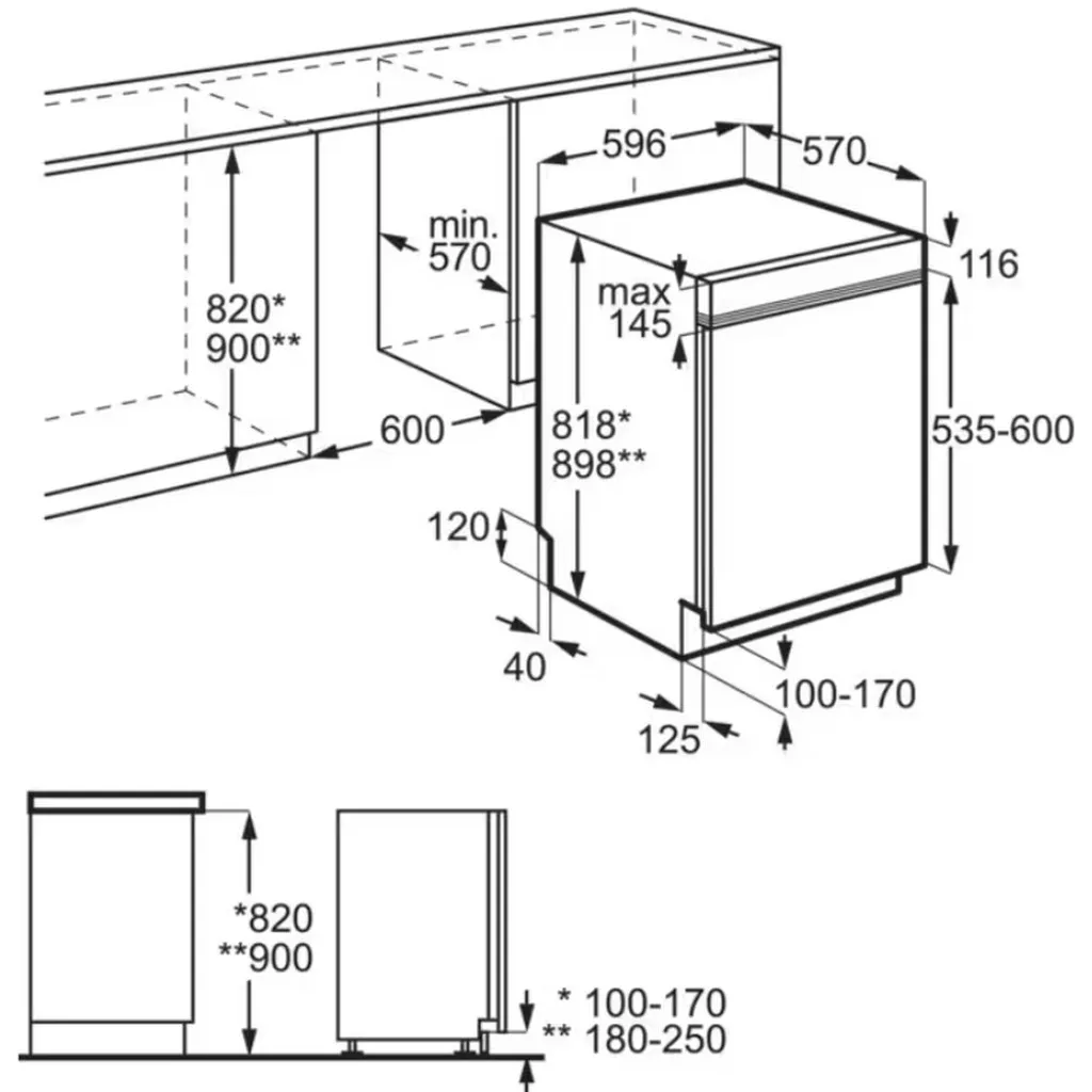 AEG FES5368XZM Einbau-Geschirrspüler 13 Maßgedecke Aqua Control AirDry – Bild 5