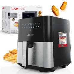 Clatronic® Heißluftfritteuse XXL - 5L Fritteuse Heißluft Für Fettfreies Frittieren, Edelstahl-Airfryer Mit Digitalem Touchscreen, 360° Air-Flow, Heißluft-Friteuse Mit 8 Programmen, 1450W - FR 3782 H