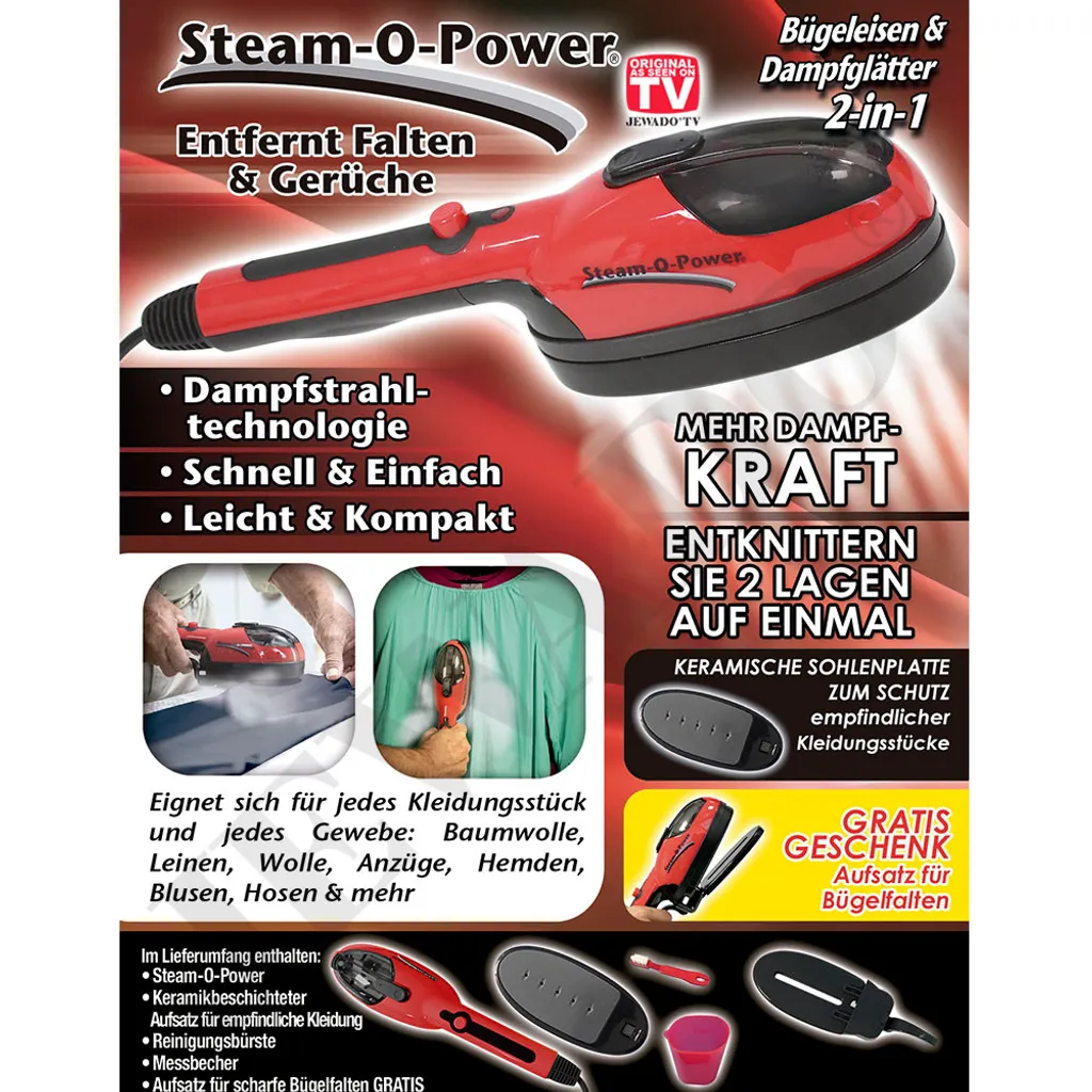 ISL GmbH Steam-O-Power 2 In 1 Bügeleisen & Dampfglätter - All In One, Leicht Und Kompakt - Aus Der TV Werbung – Bild 10