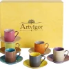 Artvigor, Porzellan Kaffeeservice, Bunt 12 Teilig Kaffee Set, Mit 6 Espressotassen 80 Ml, 6 Untertassen, Mehrfarbig