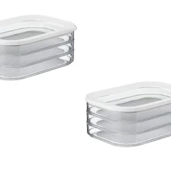 2er Set Mepal – Aufschnittdose Modula 3-lagig Weiß – 1650 Ml Aufschnittbox Für Den Kühlschrank – Zur Aufbewahrung Von Wurst Und Fleischwaren – 3 Separate Aufbewahrungsbehälter – Spülmaschinenfest