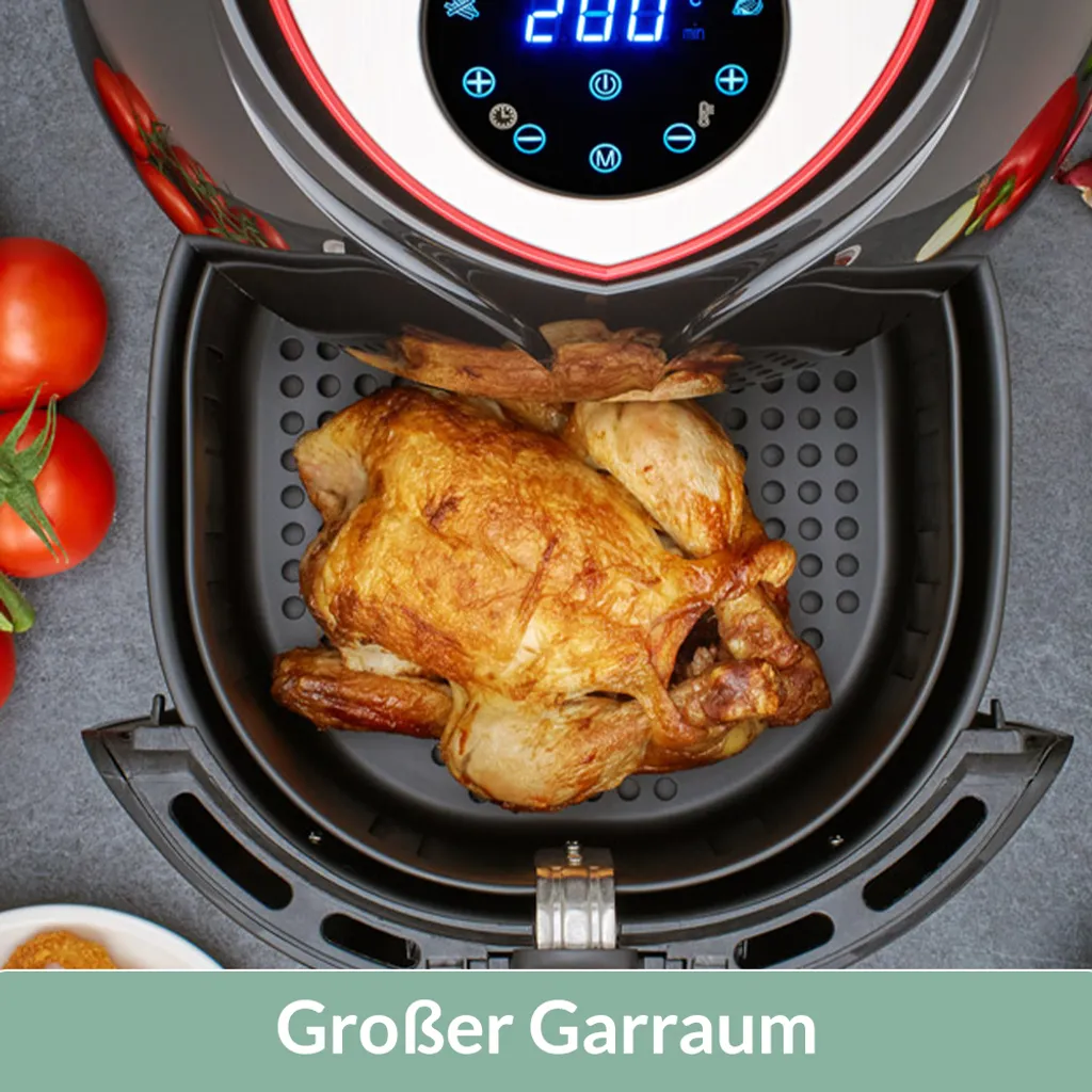 Monzana Heißluftfritteuse XXL Digitales Touch-Display 6,5L LED Mit Rezeptheft 1850W Küche Fritteuse Heißluftofen Schwarz – Bild 11