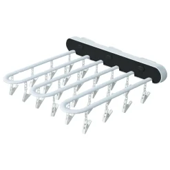 Jefety Wandmontiertes Falten Wäscheständer,Hängewäschetrockner,Mit 24 Clips,Kein Stanzen,Balkon Badezimmer Wäscheständer Schwarz