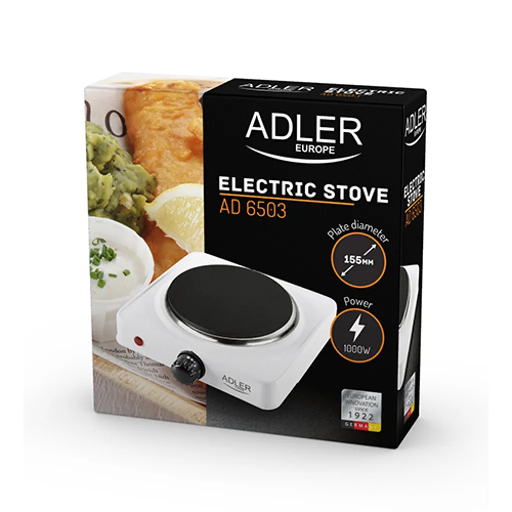 Adler AD 6503 Elektroherd-Einzelkochplatte 1500W, Weiß – Bild 6