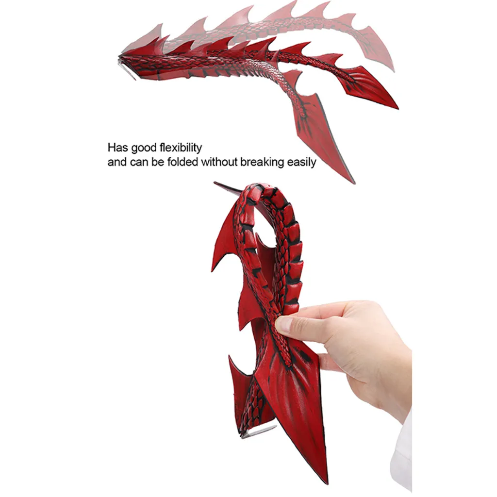 Baikuan Halloween Deko Kinder Karneval Karneval Party Kostüm, Kinder Drache Dress Up Set, Halloween Kostüm, Rot Set:Drachen Maske + Flügel + Schwanz – Bild 7