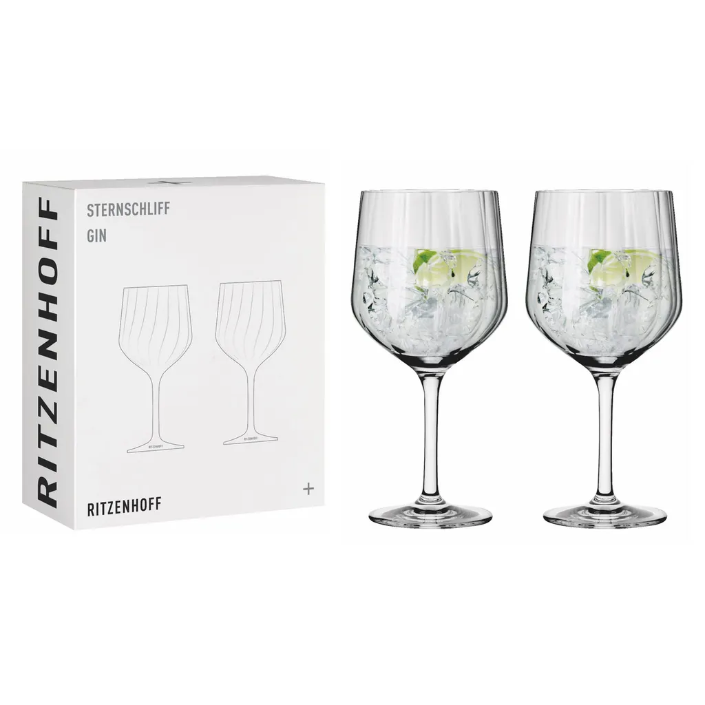Ritzenhoff Sternschliff Gin 4er-Set Neu Im Dekomiro Set Mit Glasreinigungstuch – Bild 2