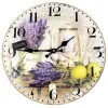Valle Verde Wanduhr Dekouhr Küchenuhr Quartz Vintage Retro Dekorativ Wohnzimmer Ø 34 Cm Lavendel Und Zitronen Kräuter Oliven Teekanne