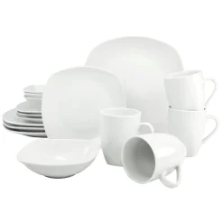 Creatable Porzellanhaus CreaTable 13915 Kombiservice Square Für 4 Personen, Porzellan, Weiß (1 Set, 16-teilig)